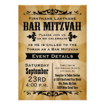Rustic Vintage Country Bar Mitzvah Invitation