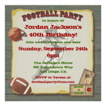Rustic Vintage Football Party Invitations