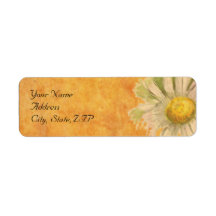 Rustic Watercolor Daisies on Parchment Return Address Labels