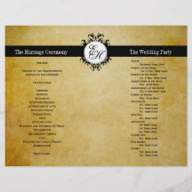 Rustic Wedding Program Vintage Monogram Flyers