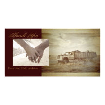 rustic western farm truck country thankyou customized photo card