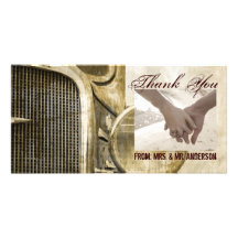 rustic western vintage truck country wedding personalized photo card