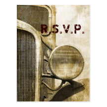rustic western vintage truck country wedding post cards