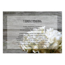 Rustic White Flowers Directions Insert Cards Business Card Templates