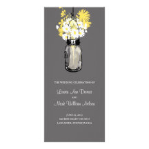 Rustic Wood Mason Jar and Wildflowers Program Custom Rack Card