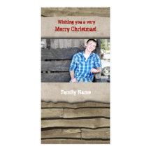 Rustic Wood Parchment Country Christmas Photo Card