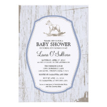 Rustic Wood Rocking Horse Baby Shower Personalized Invitations