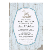 Rustic Wood Rocking Horse Baby Shower Personalized Invitation
