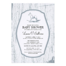 Rustic Wood Rocking Horse Baby Shower Personalized Invitation