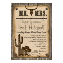 Rustic Wooden Western Style Wedding Invitation