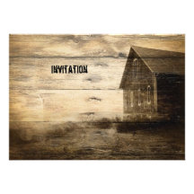 rustic woodgrain western country party invitations