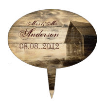 rustic woodgrain western farmhouse countrywedding oval cake topper