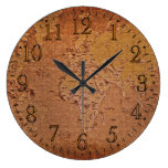 Rustic World Map Grunge Art Designer Clock
