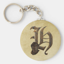 Rusty Knight Initial H Key Chain