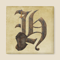 Rusty Knight Initial H magnets