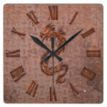 Rusty Steel-plated Metal-look Dragon Wall Clock