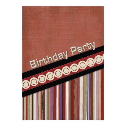 Rusty  Stripes Birthday Party Custom Announcement