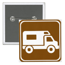 RV Campground Highway Sign Pinback Button