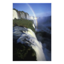 S.A., Brazil, Iguassu Falls Falls with rainbow Photo Art