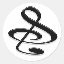 "S", "&", And/Or Treble Clef Musical Note Round Sticker