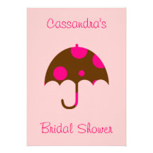 "__'s Bridal Shower" - Umbrella In Chocolate Brown Custom Announcement