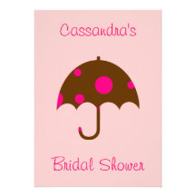 "__'s Bridal Shower" - Umbrella In Chocolate Brown Custom Invite