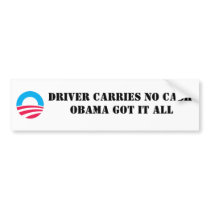 S-RoundObamaSymbol, DRIVER CARRIES NO CASH OBAM... Bumper Sticker