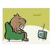 sabertooth cat watching TV Post Cards