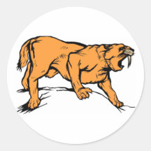Sabertooth Tiger Round Sticker