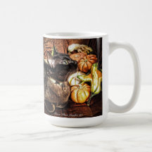 Sable Burmese Cat with Autumn Gourds II Coffee Mugs