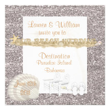 Sable de cristal d'invitations de mariage de plage