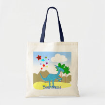 Sac bleu Fourre-tout de nom de dinosaure de Parasa