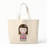 sac cabas course kokeshi kawai bleu rose liberty