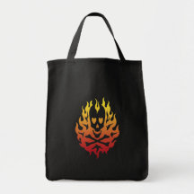 Sac d'épicerie flamboyant de coeur de crâne
