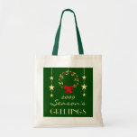 Sac élégant de cadeau de Noël - vert et or