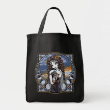 Sac féerique de toile d'art de lune gothique de fl