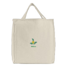 Sac fourre-tout brodé par mimosa jaune