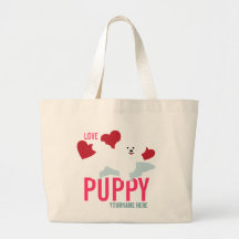 Sac fourre-tout mignon à chiot d'amour