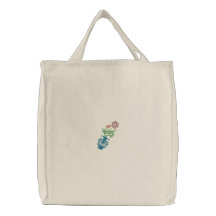Sac fourre-tout réutilisable brodé floral à toile
