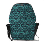 Sac messenger turquoise à motif de damassé sacs messenger