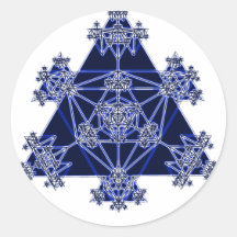 Sacred Geometry: Blue Triangles: Round Sticker