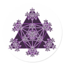 Sacred Geometry: Violet Triangles: Round Stickers