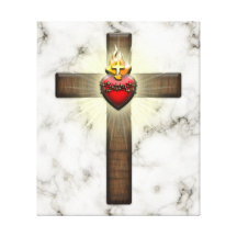 Sacred Heart of Jesus Cross Stretched Canvas Prints