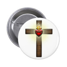 Sacred Heart of Jesus Cross Pinback Button