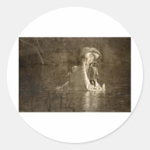 sacrifice to the hippo god round sticker