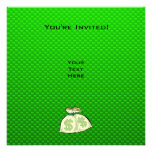 Sacs d'argent ; Vert Invitations Personnalisées