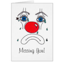 sad clown greeting card