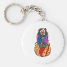 Sad Clown on ball Key Chains