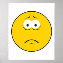 Sad Frowning Smiley Face Print