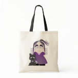 Sad Gothic Girl And Cat In Purple Canvas Bags